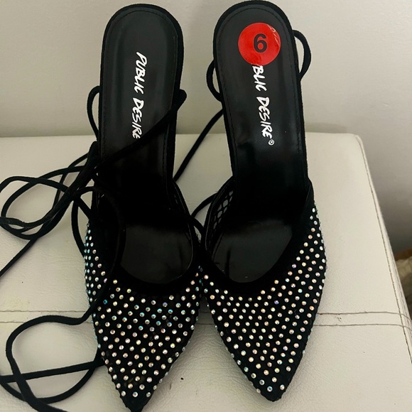 BLACK SPARKLE POINTED HEELS - Picture 4 of 4